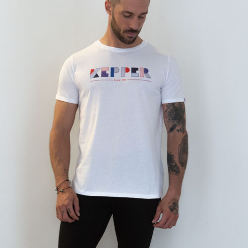 T-shirt Lignes blanc KEPPER 1982 - Marque française et engagée