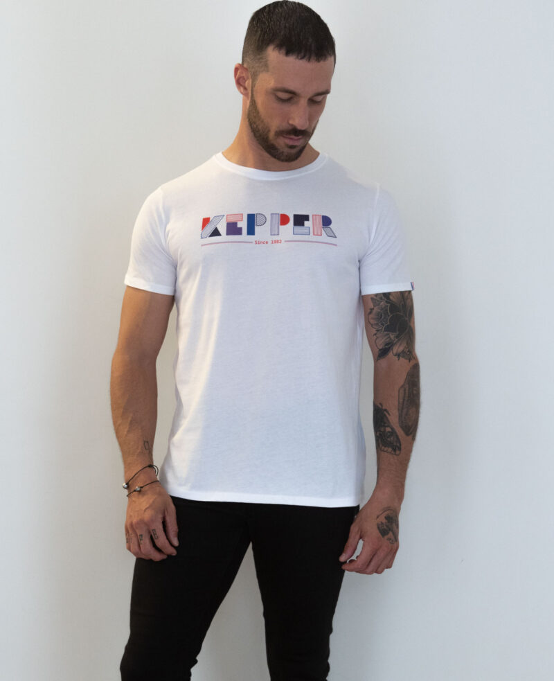 T-shirt Lignes blanc KEPPER 1982 - Marque française et engagée